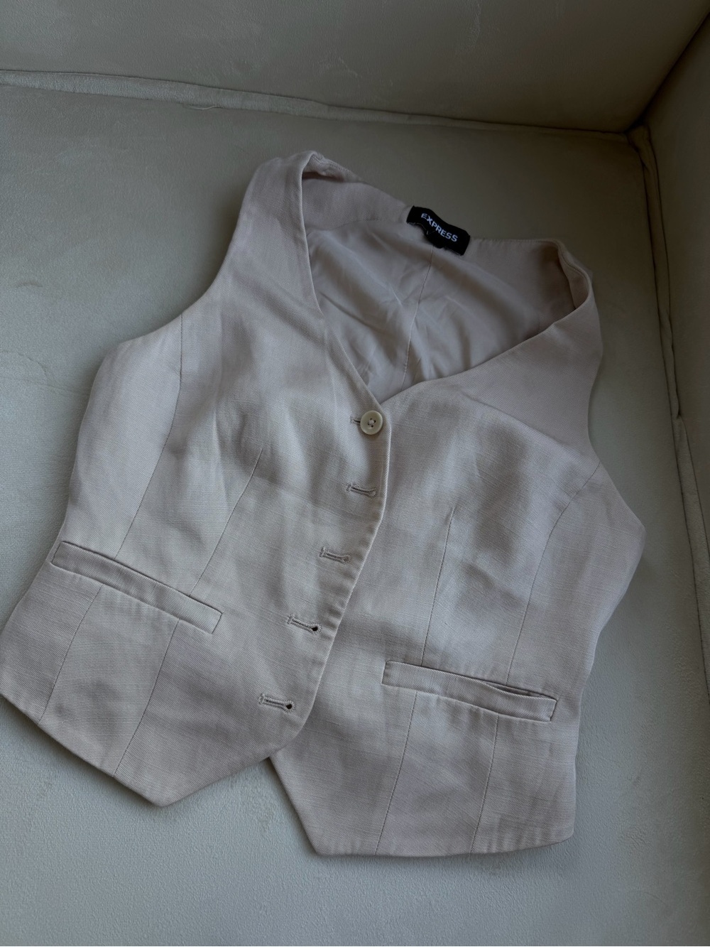 Express Women's Light Cream Tailored Vest